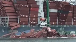Dramatic video shows shipping containers toppling off cargo ship in California